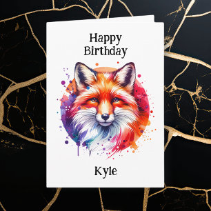 Personalised Fox Themed Birthday for Him Card