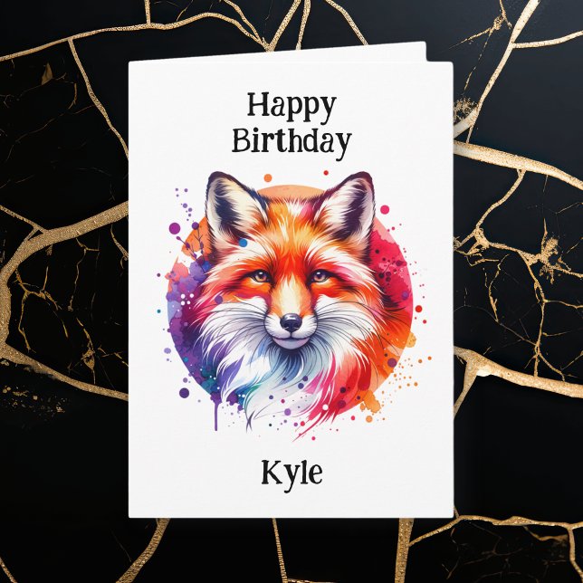 Personalised Fox Themed Birthday for Him Card (Creator Uploaded)
