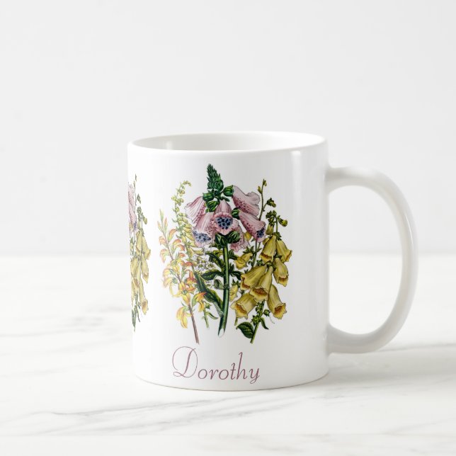 Personalised Foxgloves Coffee Mug (Right)