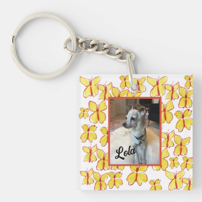 Personalised Framed Pet Photo Acrylic Keychain (Front)