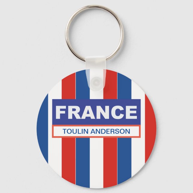Personalised  France Flag Key Ring (Front)