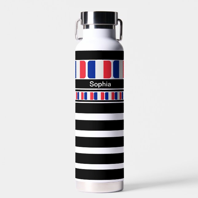 Personalised France Patriotic Flag Water Bottle (Front)