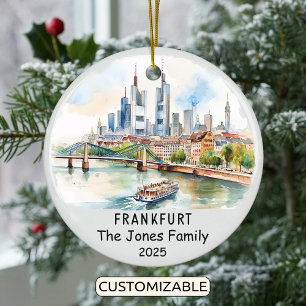 Personalised Frankfurt Ornament, Germany Ceramic Ornament