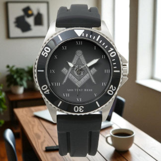 Personalised Freemason gift Square Compass Masonic Watch
