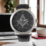 Personalised Freemason gift Square Compass Masonic Watch<br><div class="desc">So mote it be,  Freemason,  square and compass,  charity,  silver and black,  masonic gifts,  Masonic symbol watch. Personalise it with your own text.</div>