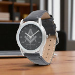 Personalised Freemason gift Square Compass Masonic Watch<br><div class="desc">So mote it be,  Freemason,  square and compass,  charity,  silver and black,  masonic gifts,  Masonic symbol watch. Personalise it with your own text.</div>