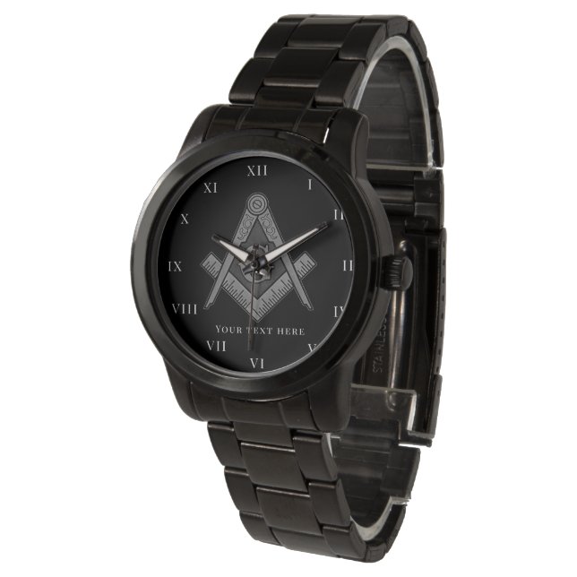 Personalised Freemason gift Square Compass Masonic Watch (Angled)