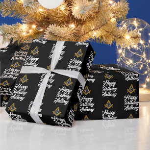 Personalised Freemason Masonic Square Birthday  Wrapping Paper