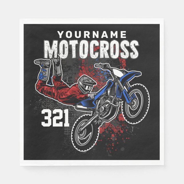 Personalised Freestyle Motocross Racing FMX Trick Napkin (Front)