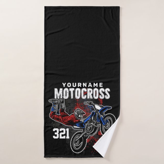 Personalised Freestyle Motocross Racing FMX Tricks Bath Towel Set (Bath Towel)