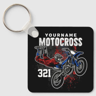Personalised Freestyle Motocross Racing FMX Tricks Key Ring