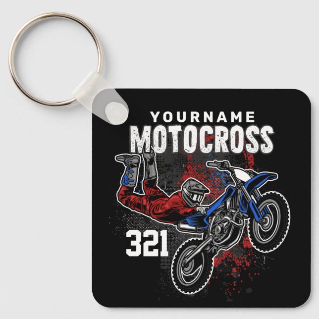 Personalised Freestyle Motocross Racing FMX Tricks Key Ring (Front)