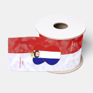 Personalised French Angel Flag White Red Grosgrain Ribbon