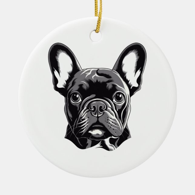 Personalised French Bulldog Black and White Ceramic Ornament (Front)