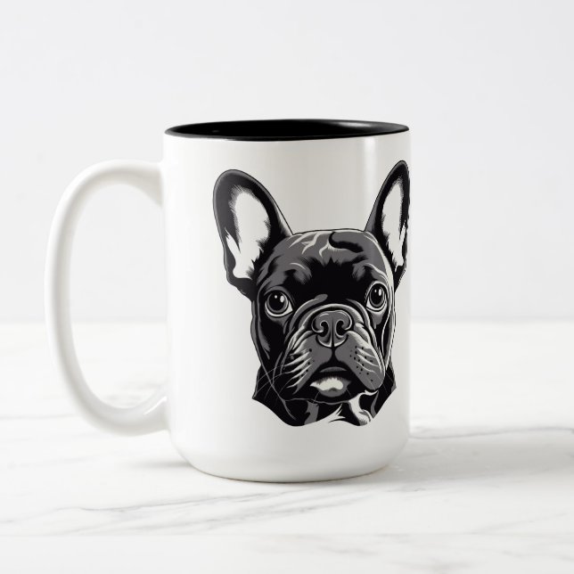 Personalised French Bulldog Black and White Two-Tone Coffee Mug (Left)