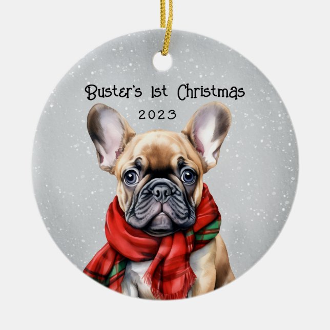 Personalised French Bulldog Ceramic Ornament (Front)