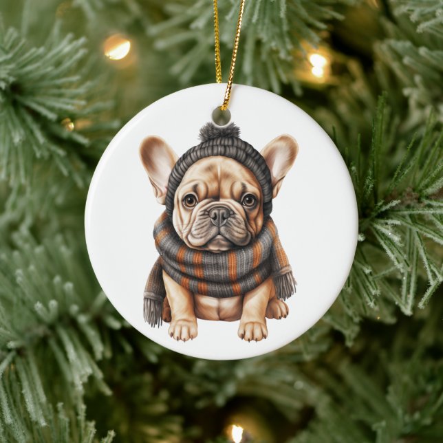 Personalised French Bulldog Dog Art Ceramic Ornament (Tree)