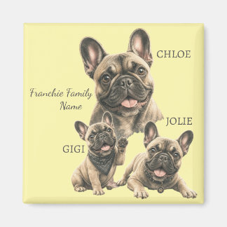 Personalised French Bulldog Family Names Magnet