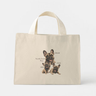 Personalised French Bulldog Family Names Mini Tote Bag