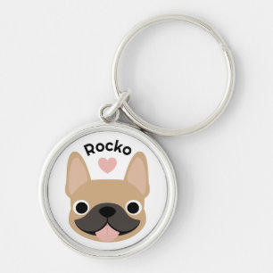Personalised French Bulldog Keychain Custom Name 