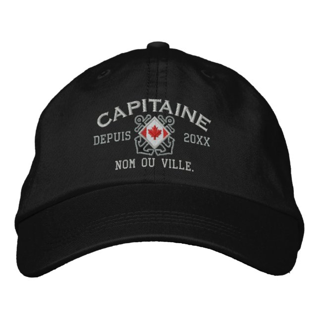 Personalised French Canadian Captain Nautical Embroidered Hat (Front)