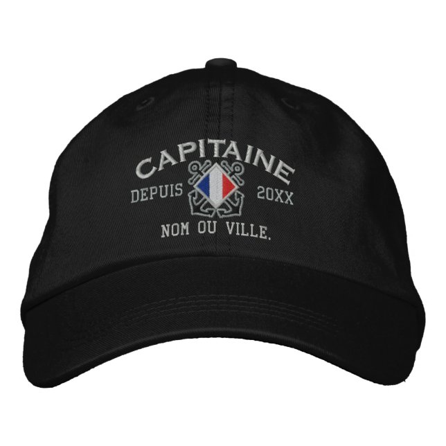 Personalised French Captain Nautical Embroidery Embroidered Hat (Front)