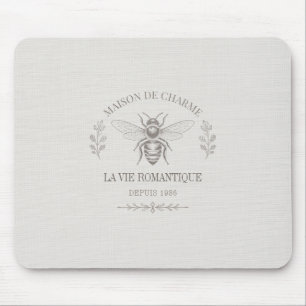 Personalised French Country Engraving Soft Ivory Mouse Pad