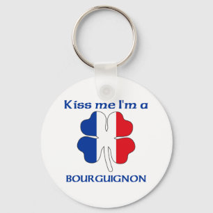 Personalised French Kiss Me I'm Bourguignon Key Ring