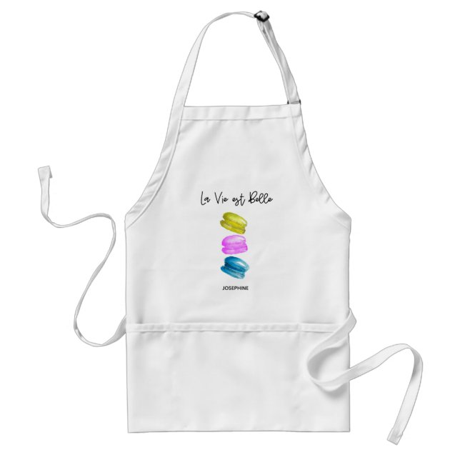 Personalised French Macaron Watercolor Baker Standard Apron (Front)