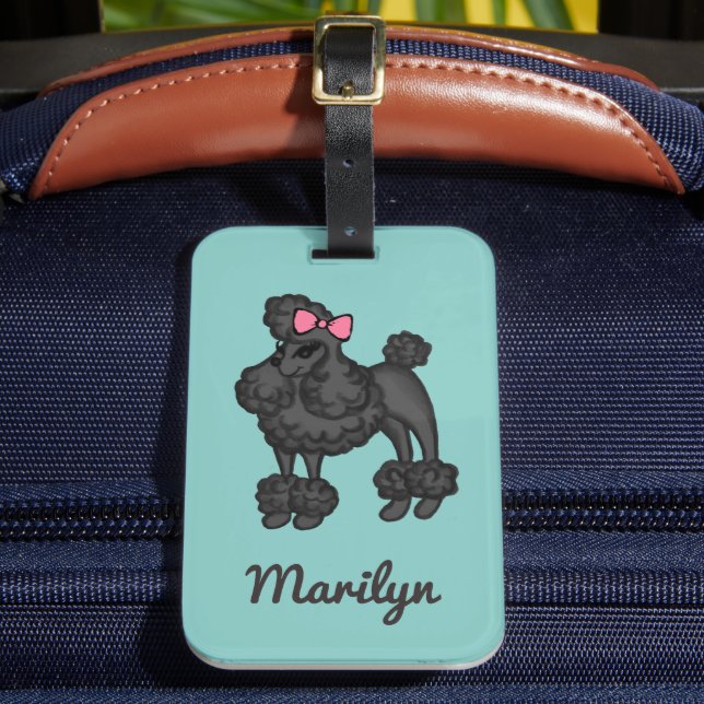 Personalised French Poodle Luggage Tag (Front Insitu 2)