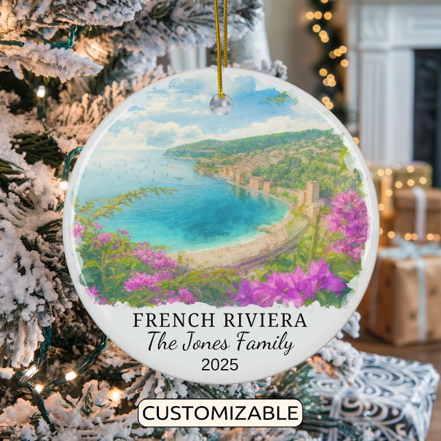 Personalised French Riviera Ornament, France Ceramic Ornament (Creator Uploaded)