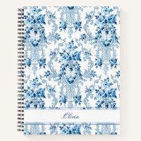 Personalised French Rococo Blue & White Floral Not