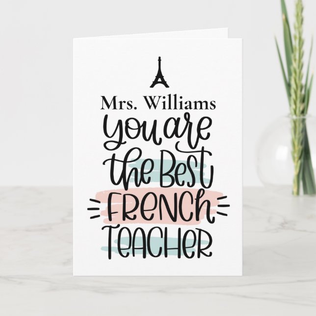 Personalised French Teacher Thank You Card (Front)