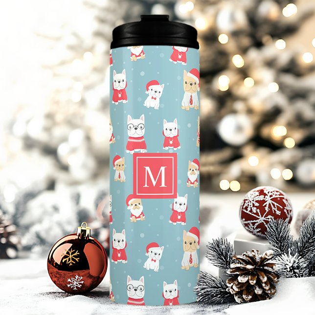 Personalised Frenchie Christmas Thermal Tumbler (Creator Uploaded)