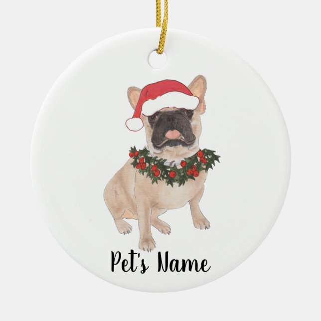 Personalised Frenchie (Masked) Ceramic Ornament (Front)