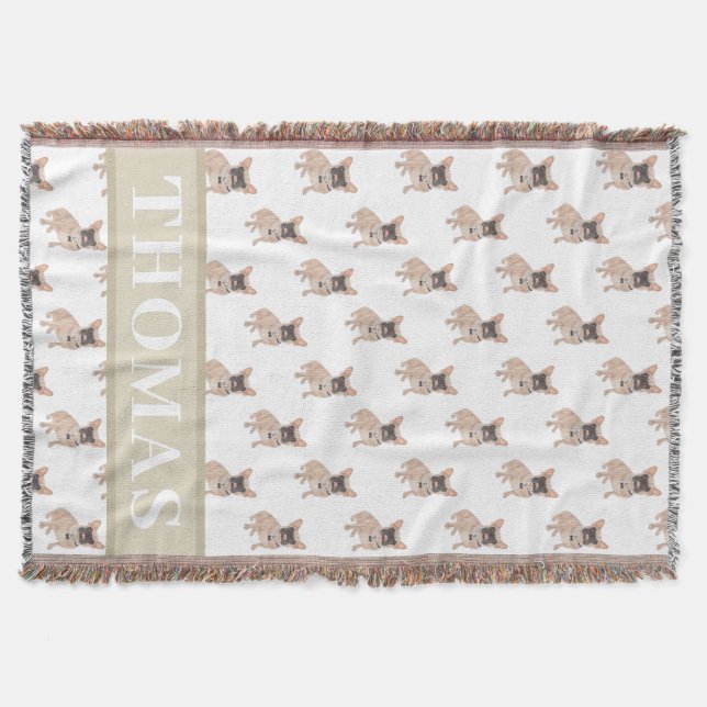 Personalised Frenchie (Masked)  Throw Blanket (Front)