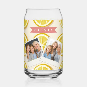 Personalised Fresh Lemon Slice Pattern Bright Can Glass
