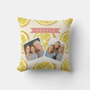 Personalised Fresh Lemon Slice Pattern Bright Cushion