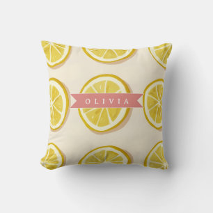 Personalised Fresh Lemon Slice Pattern Bright Cushion