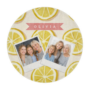 Personalised Fresh Lemon Slice Pattern Bright Cutting Board