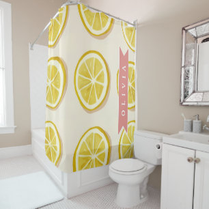 Personalised Fresh Lemon Slice Pattern Bright Shower Curtain