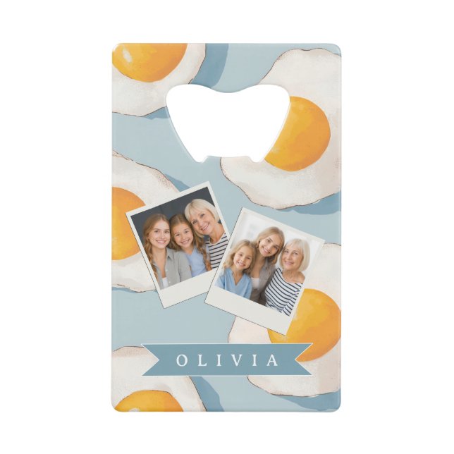 Personalised Fried Egg Pattern Fun Blue Funny (Front)