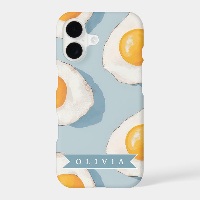 Personalised Fried Egg Pattern Fun Blue Funny (Back)