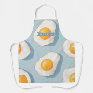 Personalised Fried Egg Pattern Fun Blue Funny Apron
