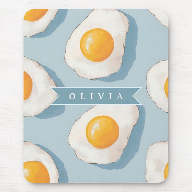 Personalised Fried Egg Pattern Fun Blue Funny  Mouse Pad (Front)