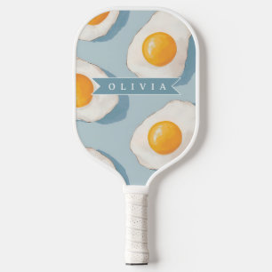 Personalised Fried Egg Pattern Fun Blue Funny Pickleball Paddle