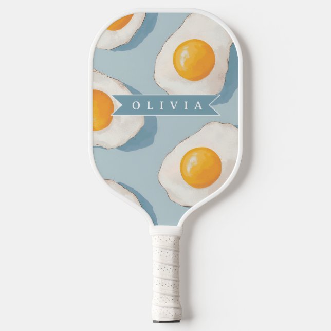 Personalised Fried Egg Pattern Fun Blue Funny  Pickleball Paddle (Front)