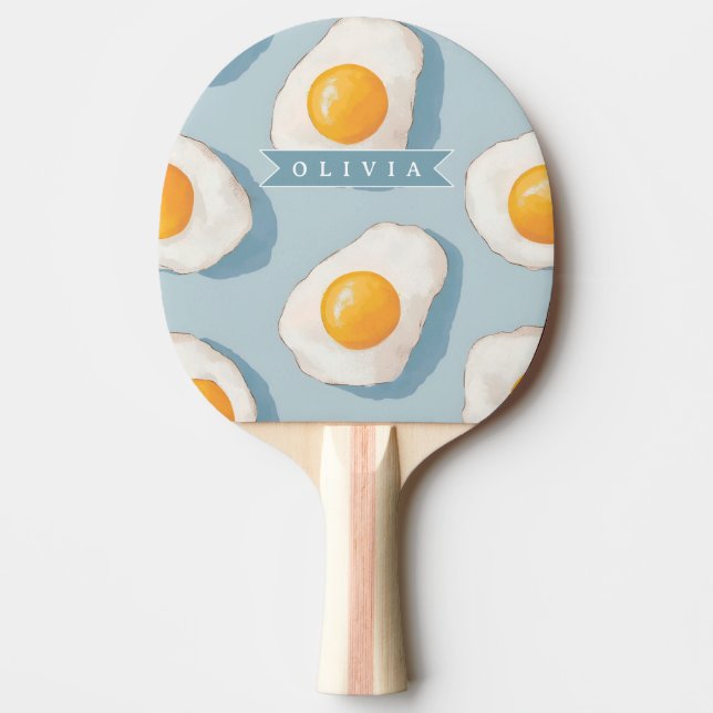 Personalised Fried Egg Pattern Fun Blue Funny  Ping Pong Paddle (Front)
