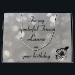 Personalised Friend Birthday Large Gift Bag<br><div class="desc">Silver personalised Birthday Gift Bag for wonderful Friend</div>