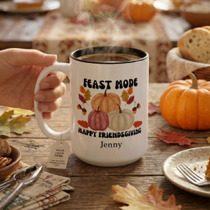 Personalised Friendsgiving Feast Mode Two-Tone Coffee Mug